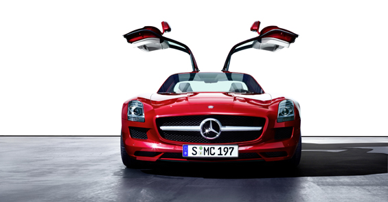 Most favorable image of the new Gullwing-Mercedes, the Mercedes-Benz SLS AMG (Image: Daimler)