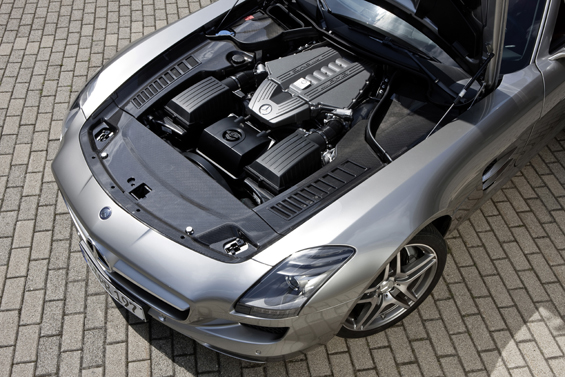 Mercedes-Benz SLS AMG: AMG 6.3-litre, front-mid V8 engine with a maximum output of 420 kW/571 hp, 650 Nm of torque. (Image: Daimler)