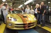 Dodge Celebrates the Ultimate Viper Factory Customization Detroit Ð Dodge Brand President and CEO Ralph Gilles (right) and plant manager Shelly Brown Gordon (third from right) welcomed more than 400 hundred loyal Viper owners at the Conner Avenue Assembly Plant in Detroit today to present the ultimate factory customized 2010 Dodge Viper coupe to proud new owner D'Ann Rauh (second from right). (Image: Chrysler)